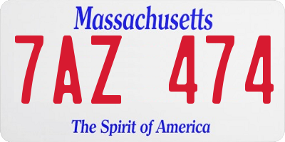 MA license plate 7AZ474