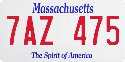 MA license plate 7AZ475