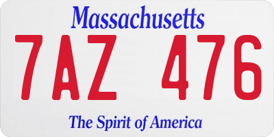MA license plate 7AZ476