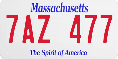 MA license plate 7AZ477