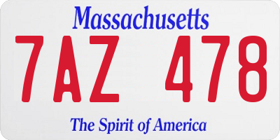 MA license plate 7AZ478