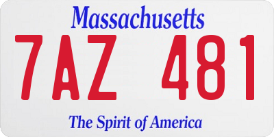 MA license plate 7AZ481