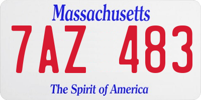 MA license plate 7AZ483