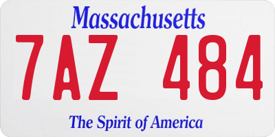 MA license plate 7AZ484