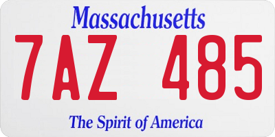 MA license plate 7AZ485