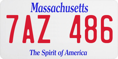 MA license plate 7AZ486