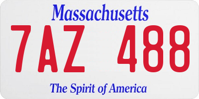 MA license plate 7AZ488