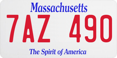 MA license plate 7AZ490