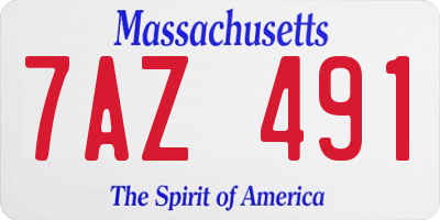 MA license plate 7AZ491