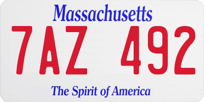 MA license plate 7AZ492