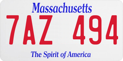 MA license plate 7AZ494