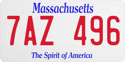 MA license plate 7AZ496