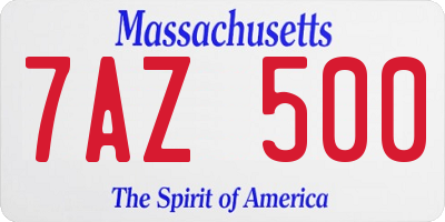 MA license plate 7AZ500