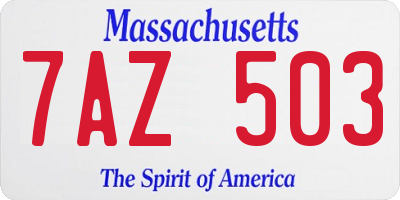 MA license plate 7AZ503