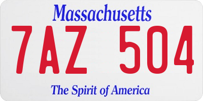 MA license plate 7AZ504