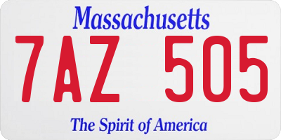 MA license plate 7AZ505