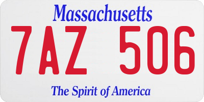 MA license plate 7AZ506