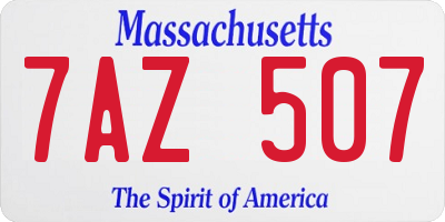 MA license plate 7AZ507
