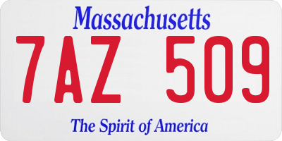 MA license plate 7AZ509
