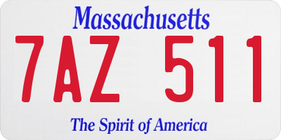 MA license plate 7AZ511