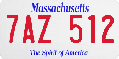 MA license plate 7AZ512