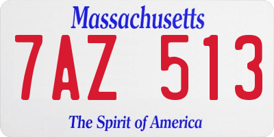 MA license plate 7AZ513