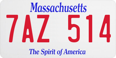 MA license plate 7AZ514