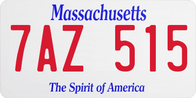 MA license plate 7AZ515