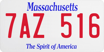 MA license plate 7AZ516