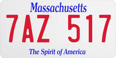 MA license plate 7AZ517