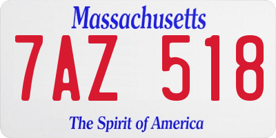 MA license plate 7AZ518