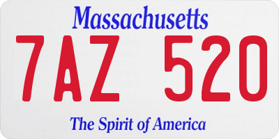 MA license plate 7AZ520