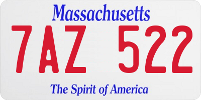 MA license plate 7AZ522