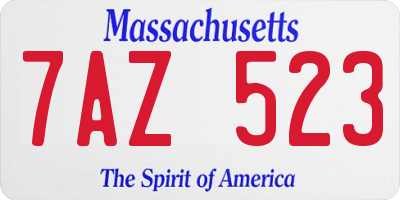 MA license plate 7AZ523