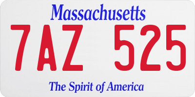 MA license plate 7AZ525