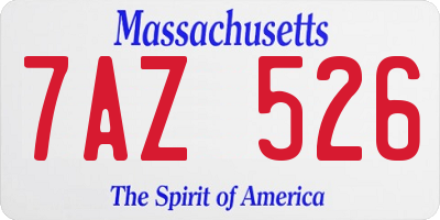MA license plate 7AZ526