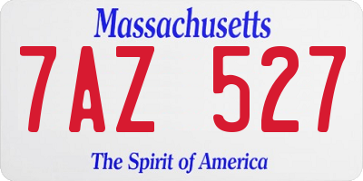 MA license plate 7AZ527