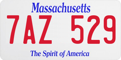 MA license plate 7AZ529