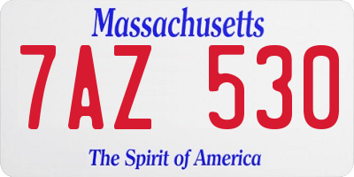 MA license plate 7AZ530