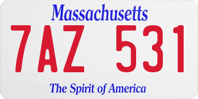 MA license plate 7AZ531