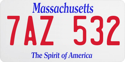 MA license plate 7AZ532