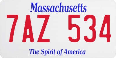 MA license plate 7AZ534