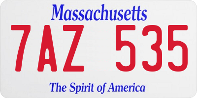 MA license plate 7AZ535