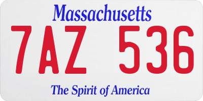 MA license plate 7AZ536