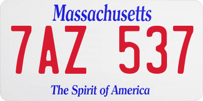 MA license plate 7AZ537