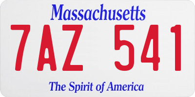 MA license plate 7AZ541