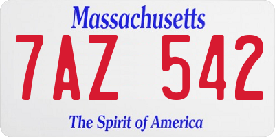 MA license plate 7AZ542