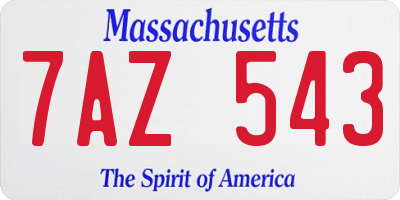 MA license plate 7AZ543