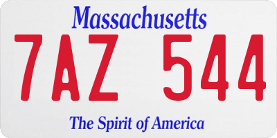MA license plate 7AZ544