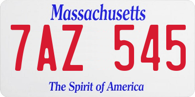 MA license plate 7AZ545